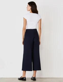 Jersey Wide Leg Cropped Trousers