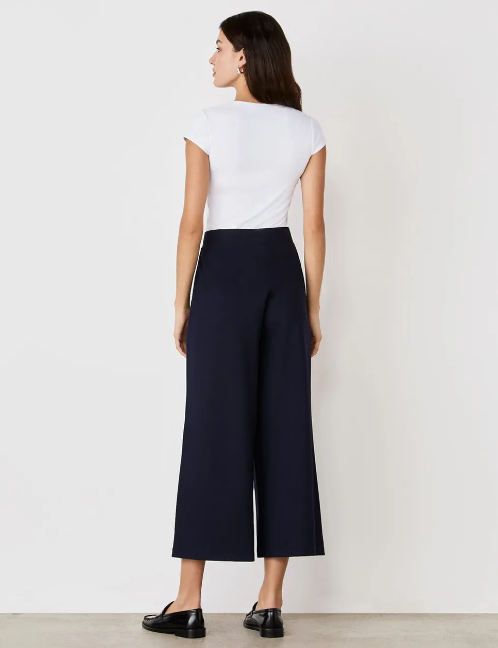 Jersey Wide Leg Cropped Trousers