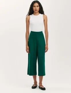 Jersey Wide Leg Cropped Trousers