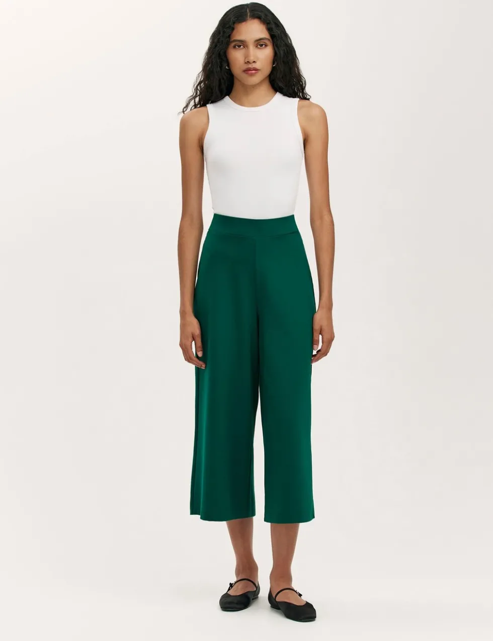 Jersey Wide Leg Cropped Trousers
