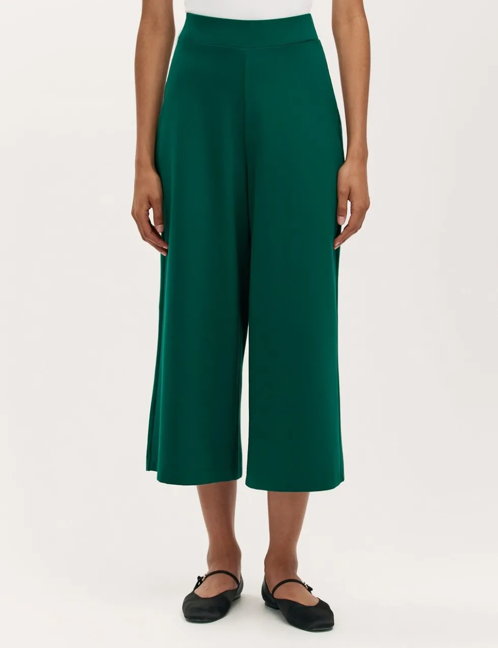 Jersey Wide Leg Cropped Trousers