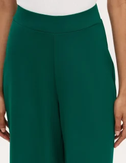 Jersey Wide Leg Cropped Trousers