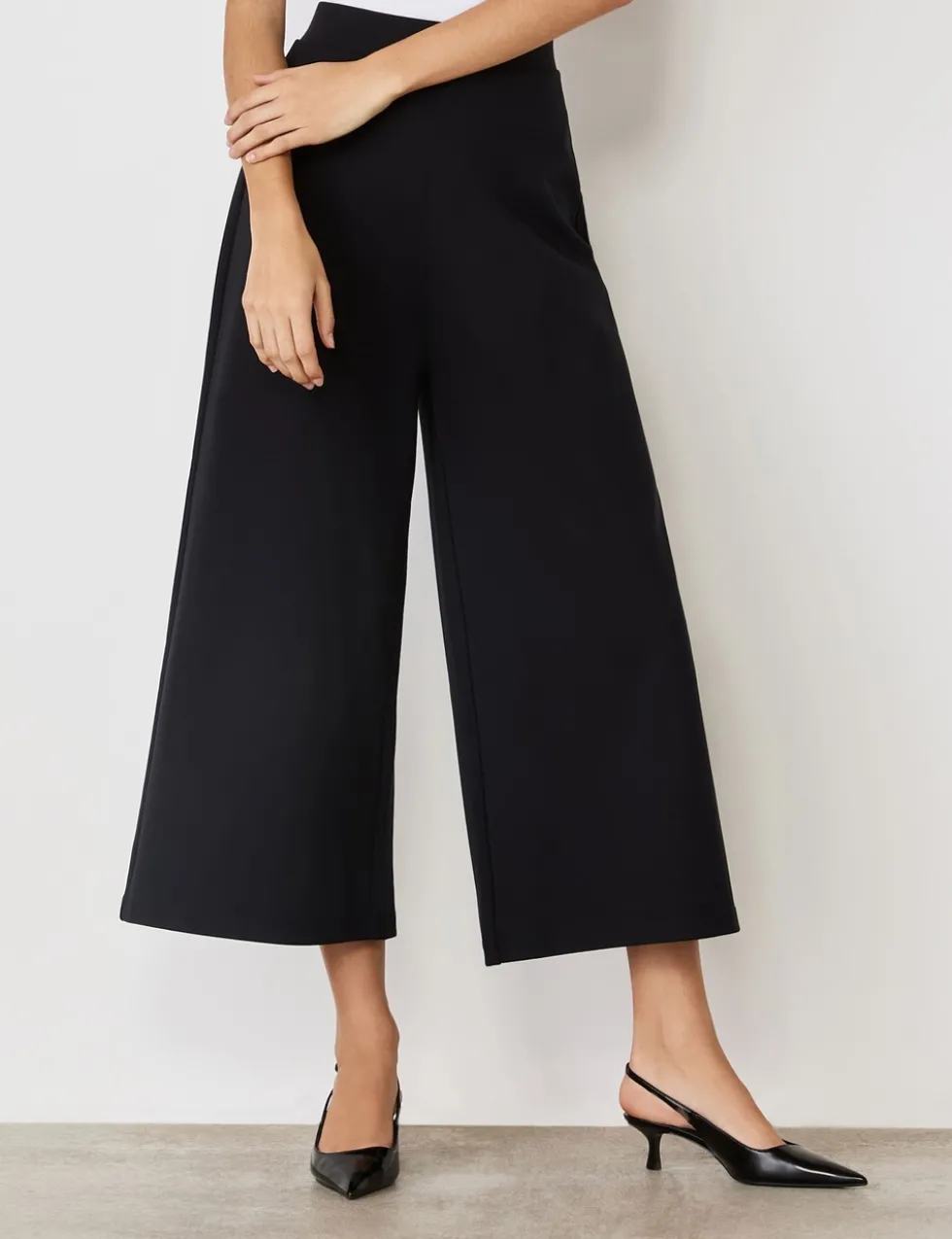 Jersey Wide Leg Cropped Trousers