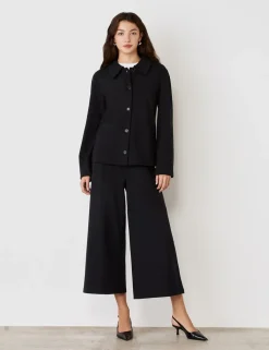 Jersey Wide Leg Cropped Trousers