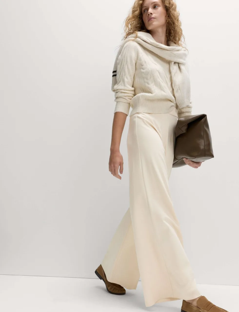 Jersey Wide Leg Trousers with Stretch