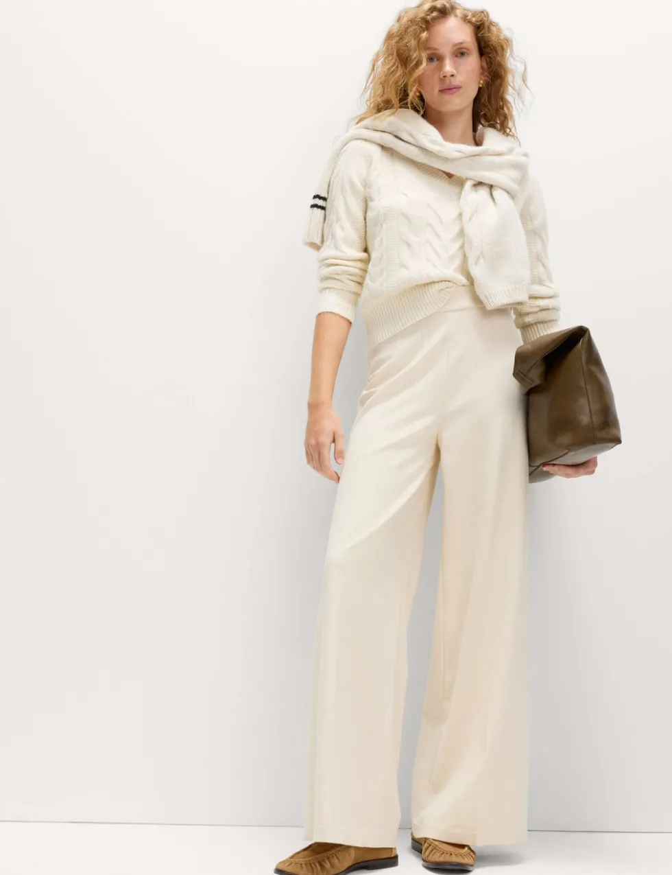 Jersey Wide Leg Trousers with Stretch