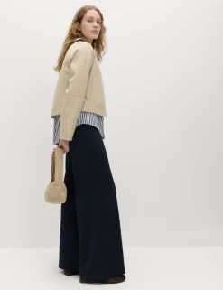 Jersey Wide Leg Trousers with Stretch