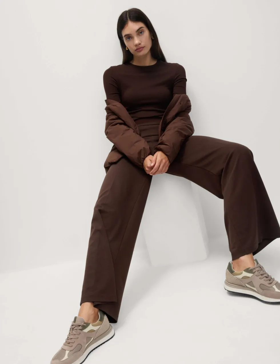 Jersey Wide Leg Trousers with Stretch