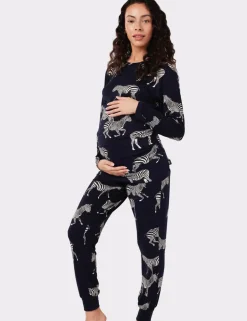 Jersey Zebra Print Crew Neck Maternity Pyjama Set