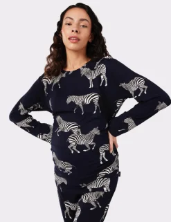 Jersey Zebra Print Crew Neck Maternity Pyjama Set