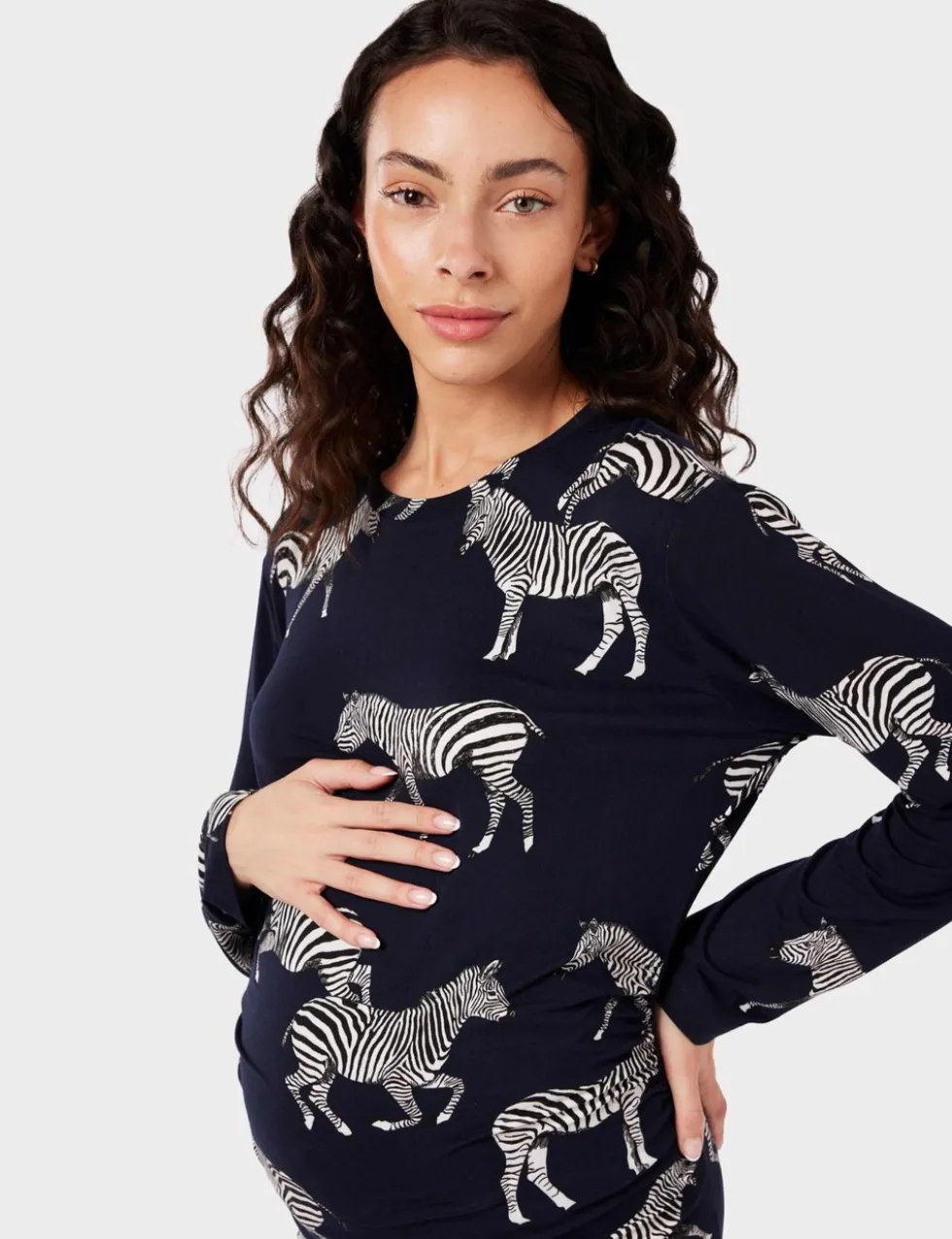 Jersey Zebra Print Crew Neck Maternity Pyjama Set