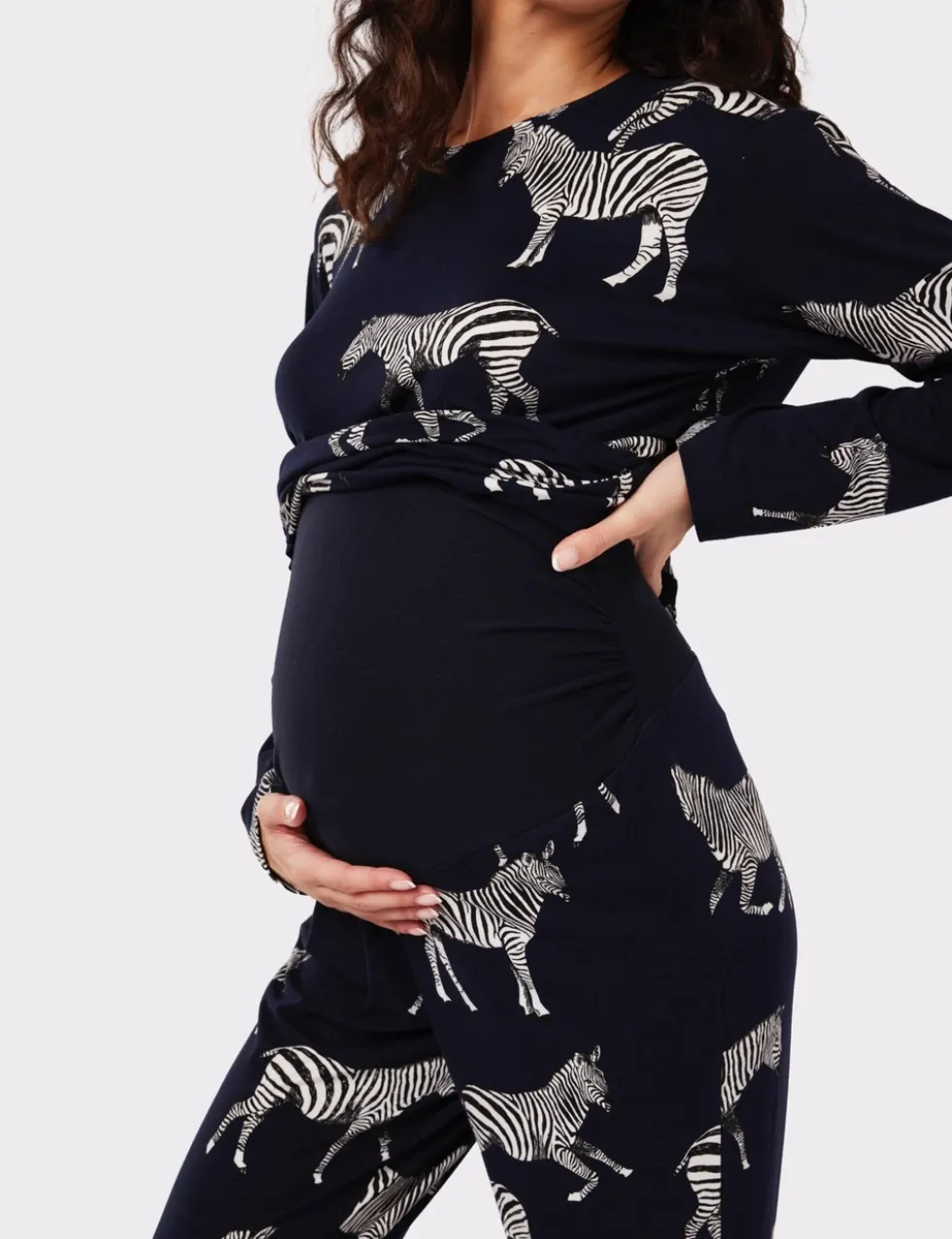 Jersey Zebra Print Crew Neck Maternity Pyjama Set