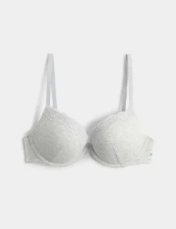 Juni Cotton Rib Wired Push-Up Plunge Bra (A-E)