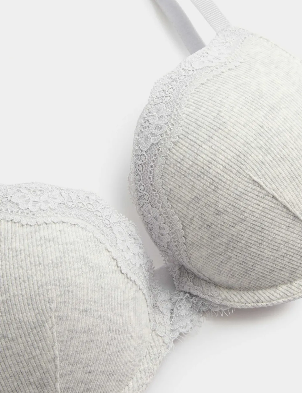 Juni Cotton Rib Wired Push-Up Plunge Bra (A-E)