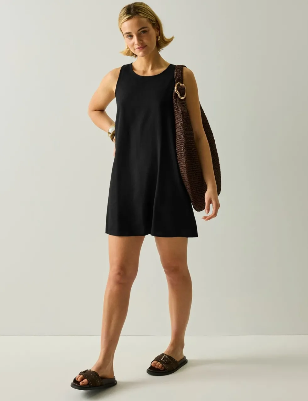 Kailua Mini Shift Dress with Linen