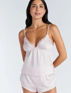 Kaya Satin Lace Trim Shortie Set