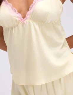Kaya Satin Lace Trim Shortie Set