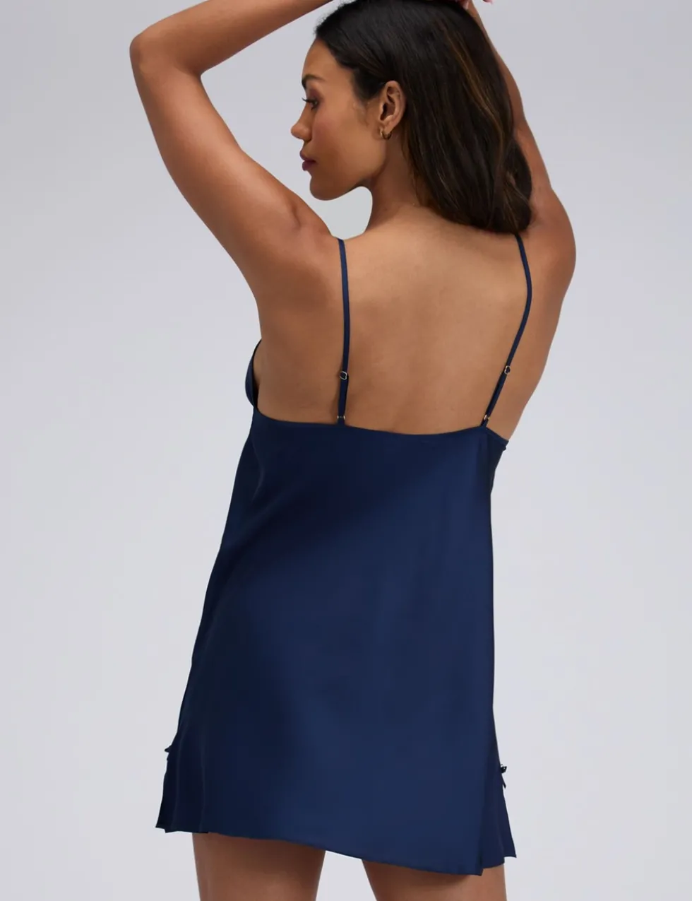 Kaya Satin Strappy Lace Trim Chemise