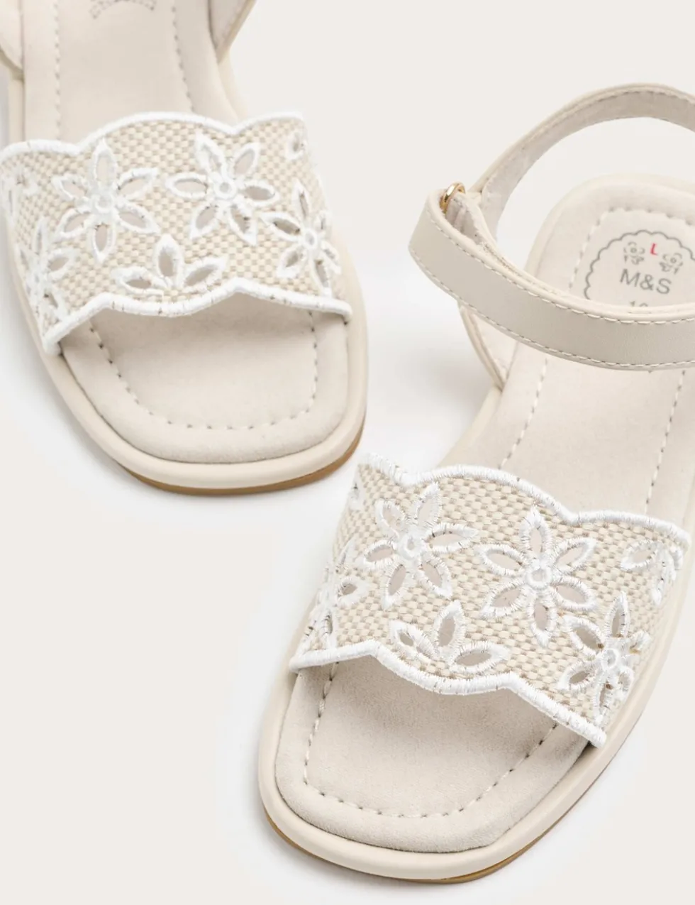Kids' Broderie Strap Sandals (4 Small - 2 Large)