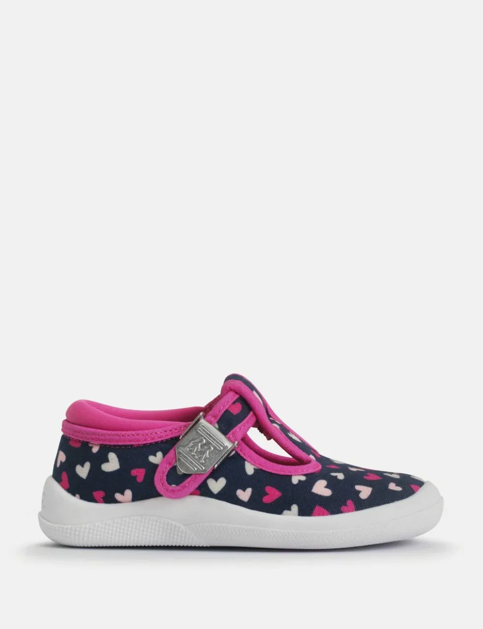 Kids' Canvas Heart T Bar Shoes (3 Small - 7 Small)