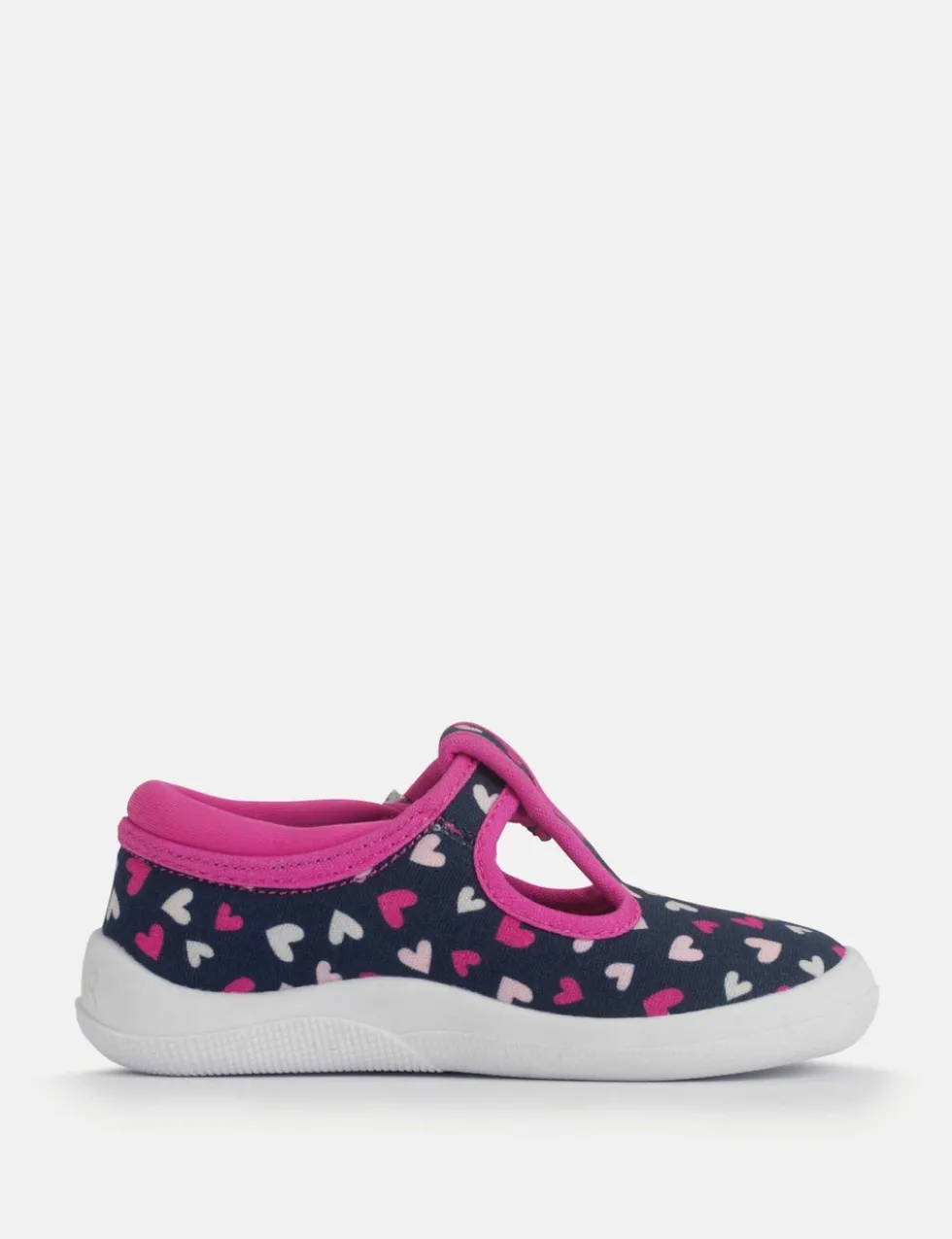 Kids' Canvas Heart T Bar Shoes (3 Small - 7 Small)
