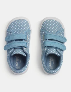 Kids' Canvas Polka Dot Riptape Trainers (3 Small - 7 Small)