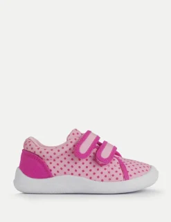 Kids' Canvas Polka Dot Riptape Trainers (3 Small - 7 Small)