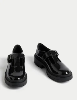 Kids' Chunky T Bar Leather School Shoes (2½ Large - 7 Large)