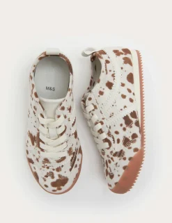 Kids' Cow Print Slim Sole Trainers (4 Small - 2 Large)