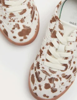 Kids' Cow Print Slim Sole Trainers (4 Small - 2 Large)