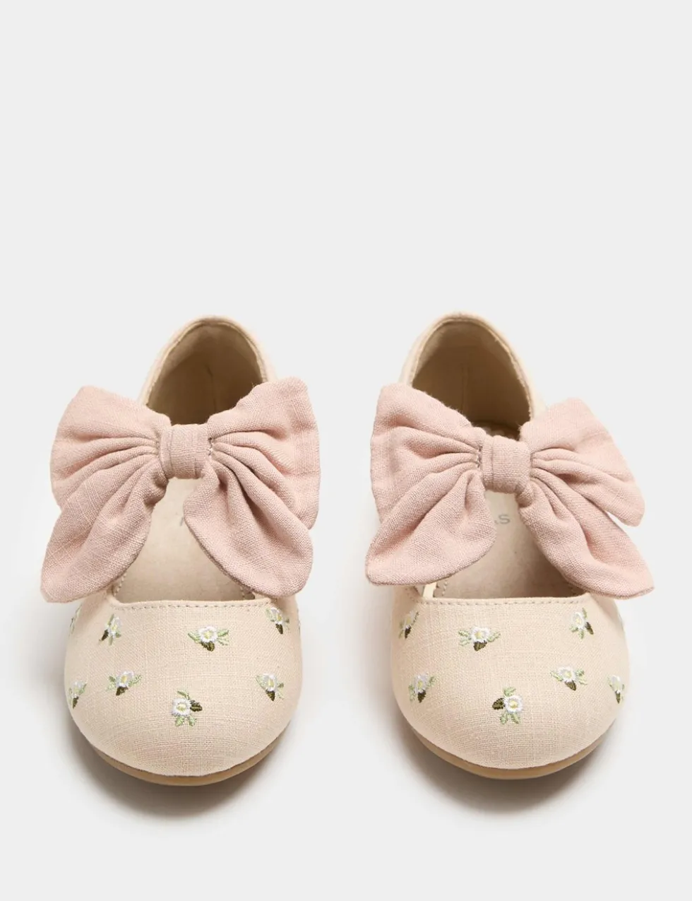 Kids' Embroidered Bow Ballet Shoes (4 Small - 2 Large)