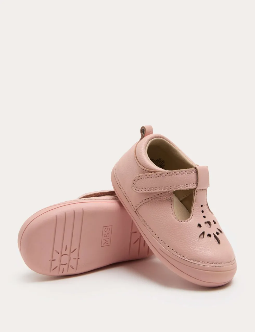 Kids' First Walker Leather Heart T Bar Shoes (2 Small - 5 Small)
