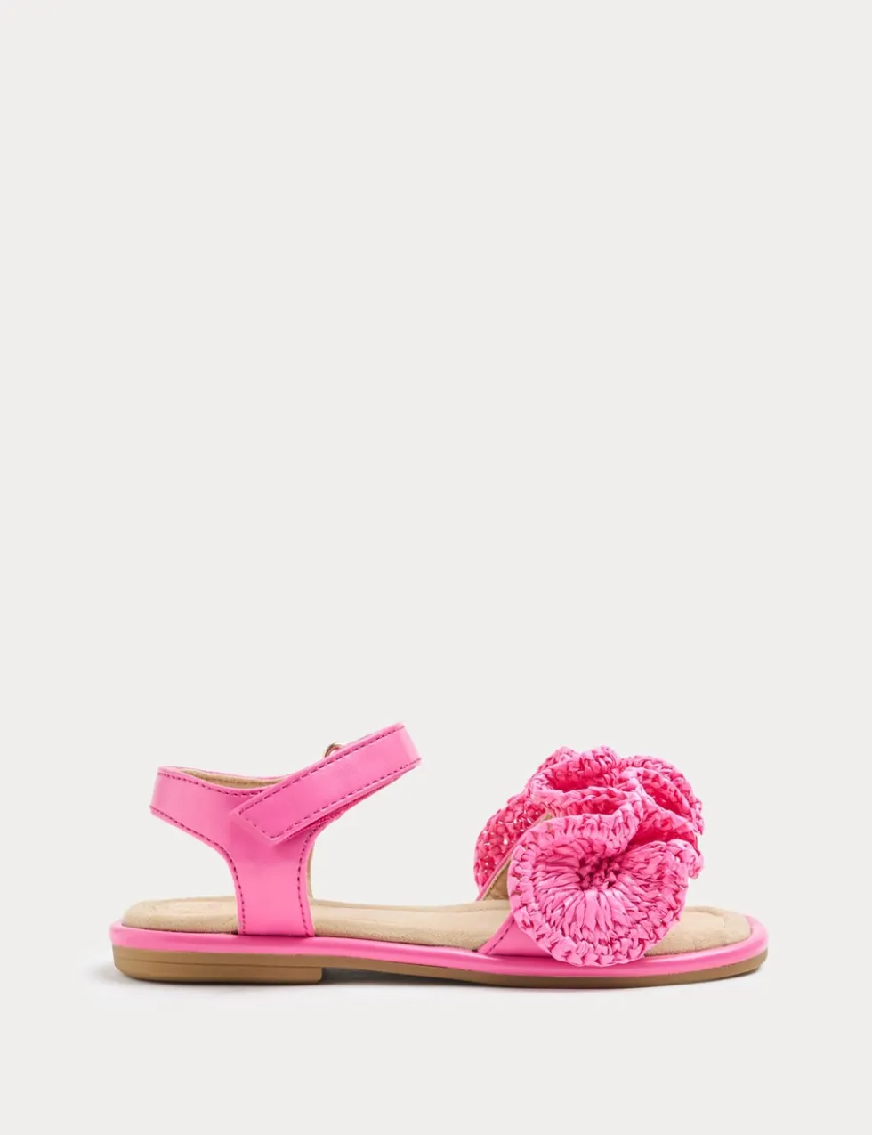 Kids Frill Strap Raffia Sandals (4 Small - 2 Large)