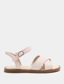 Kids' Glitter Cross Strap Sandals (4 Small-2 Large)