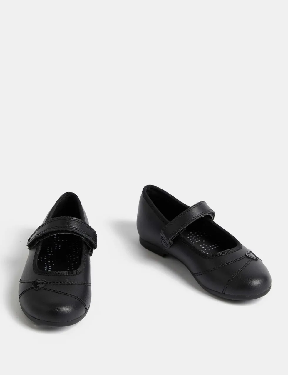 Kids' Heart Ballet Leather School Shoes (8 Small - 2 Large)