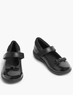 Kids' Leather Bow School Shoes (8 Small-2 Large)