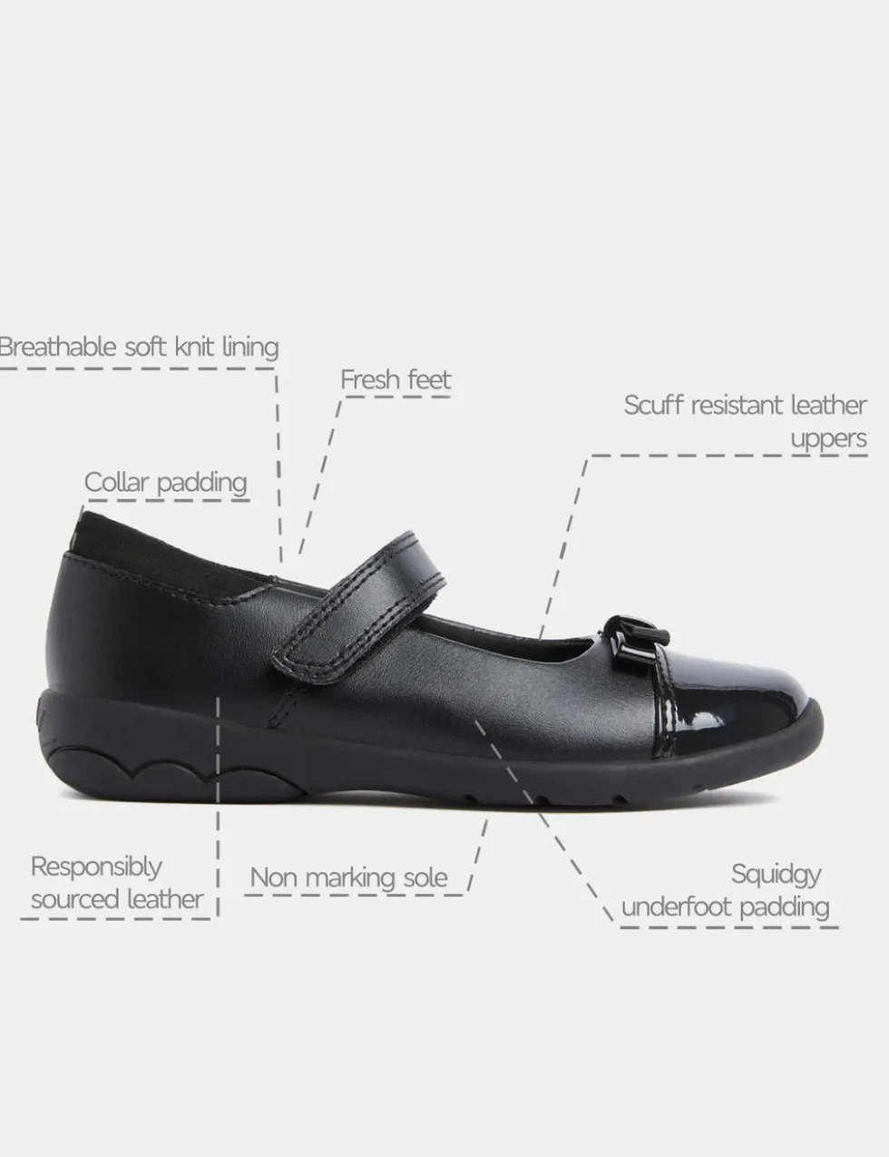 Kids' Leather Bow School Shoes (8 Small-2 Large)