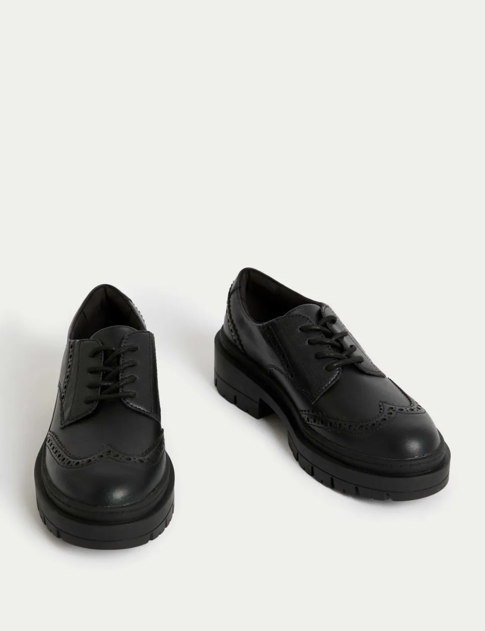 Kids' Leather Chunky Brogue School Shoes (13 Small - 7 Large)