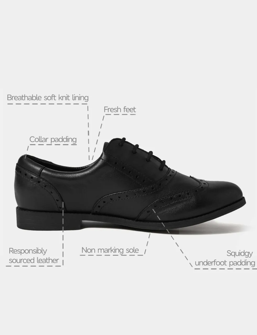 Kids’ Leather Lace-up Brogues School Shoes (13 Small - 7 Large)