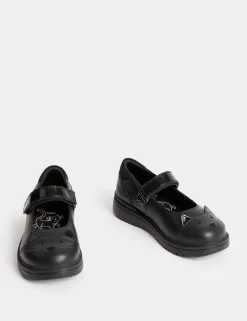 Kids' Leather Mary Jane Cat School Shoes (8 Small - 2 Large)