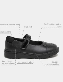 Kids' Leather Mary Jane Cat School Shoes (8 Small - 2 Large)
