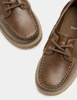 Kids Leather Plain Boat Shoes (10 Small-4 Large)