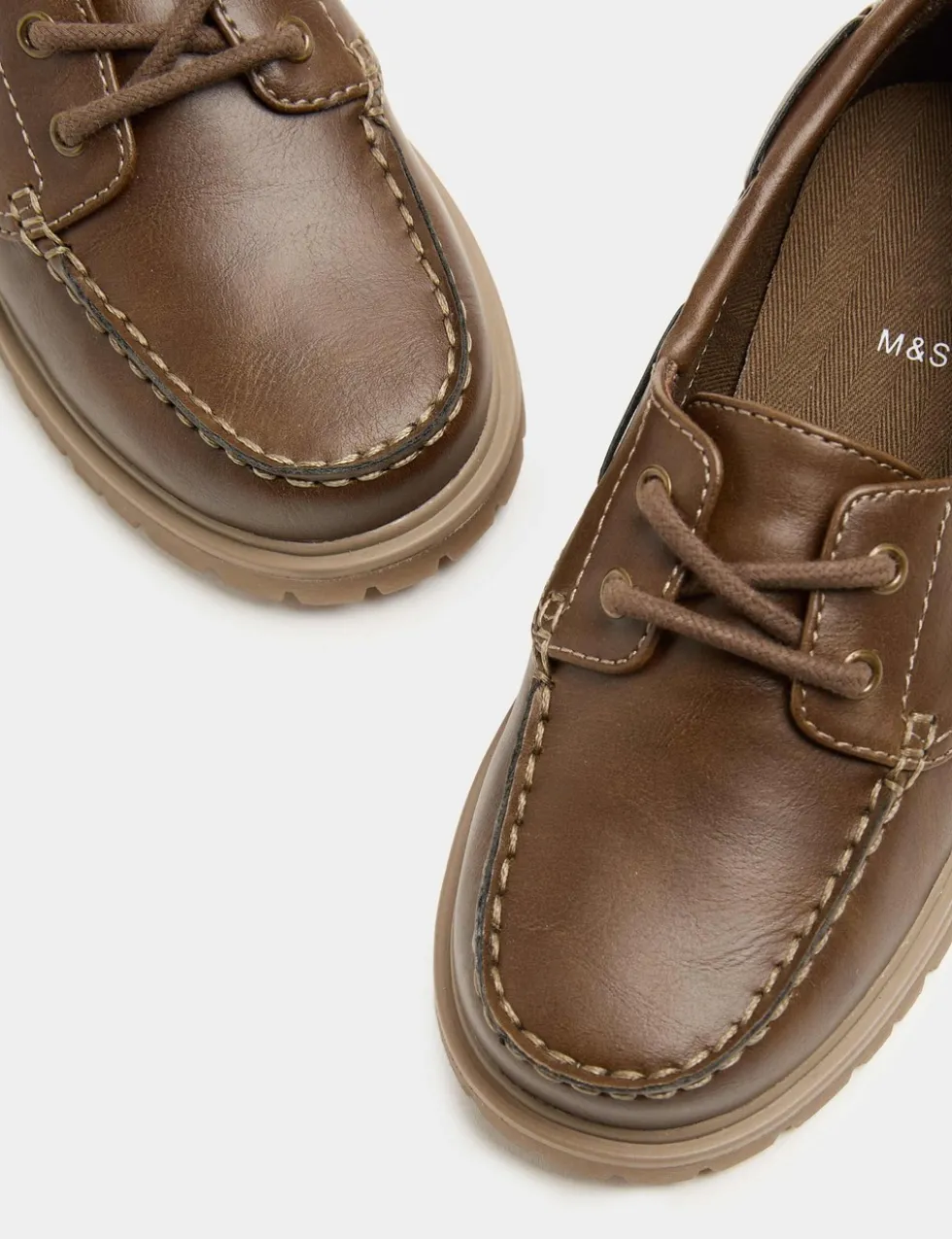 Kids Leather Plain Boat Shoes (10 Small-4 Large)