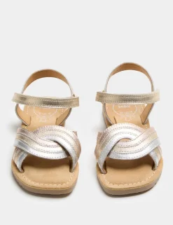 Kids' Leather Rainbow Strap Sandals (4 Small-2 Large)