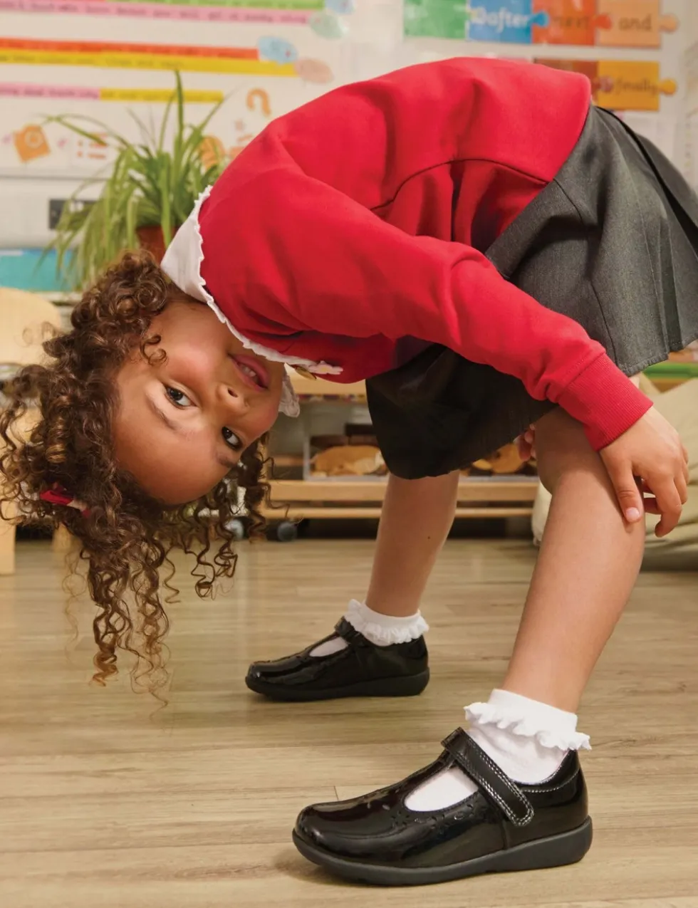 Kids' Leather Riptape Mary Jane School Shoes (1 Small - 13½ Small)