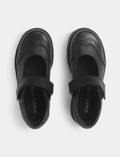 Kids' Leather Riptape School Shoes (9 Small - 3½ Large)