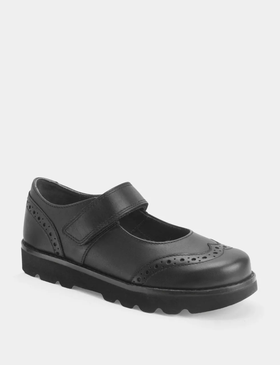 Kids' Leather Riptape School Shoes (9 Small - 3½ Large)