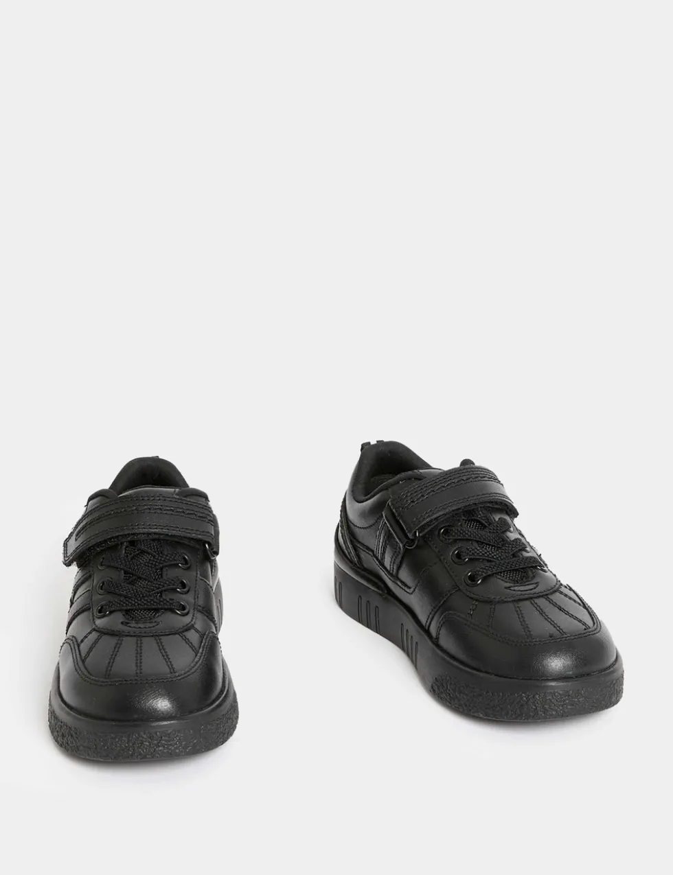 Kids' Leather Riptape School Shoes (8 Small - 2 Large)
