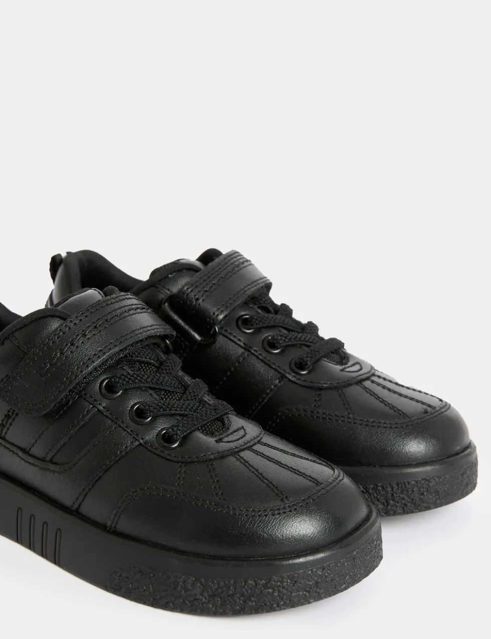 Kids' Leather Riptape School Shoes (8 Small - 2 Large)