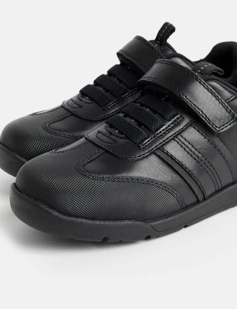 Kids' Leather Riptape School Shoes (8 Small - 2 Large)